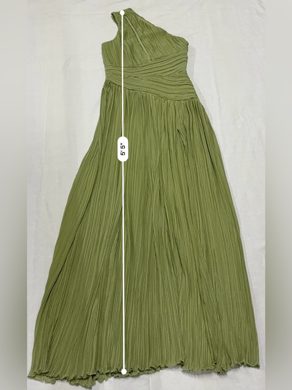 Michael Costello One-Shoulder Olive Dress with Side Slit - Picture 9 of 11